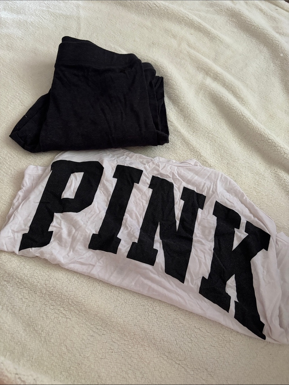 PINK Victoria's Secret White Tank with Black Logo